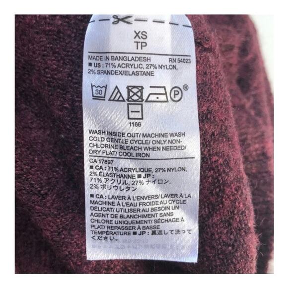 Banana Republic Factory Burgundy Split Cowl Neck Sweater XS - Picture 4 of 14
